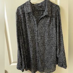 Torrid Black Cat Buttondown 3X